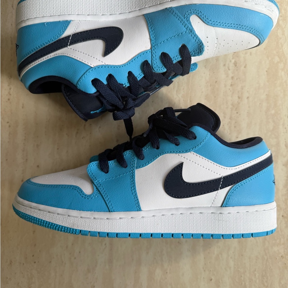 Nike Blue and White Low-Top Sneakers with Sporty Design